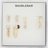 BaubleBar Set of 3 Crystal Stud, Hoop & Front/Back Earrings