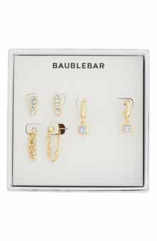 BaubleBar Set of 3 Crystal Stud, Hoop & Front/Back Earrings