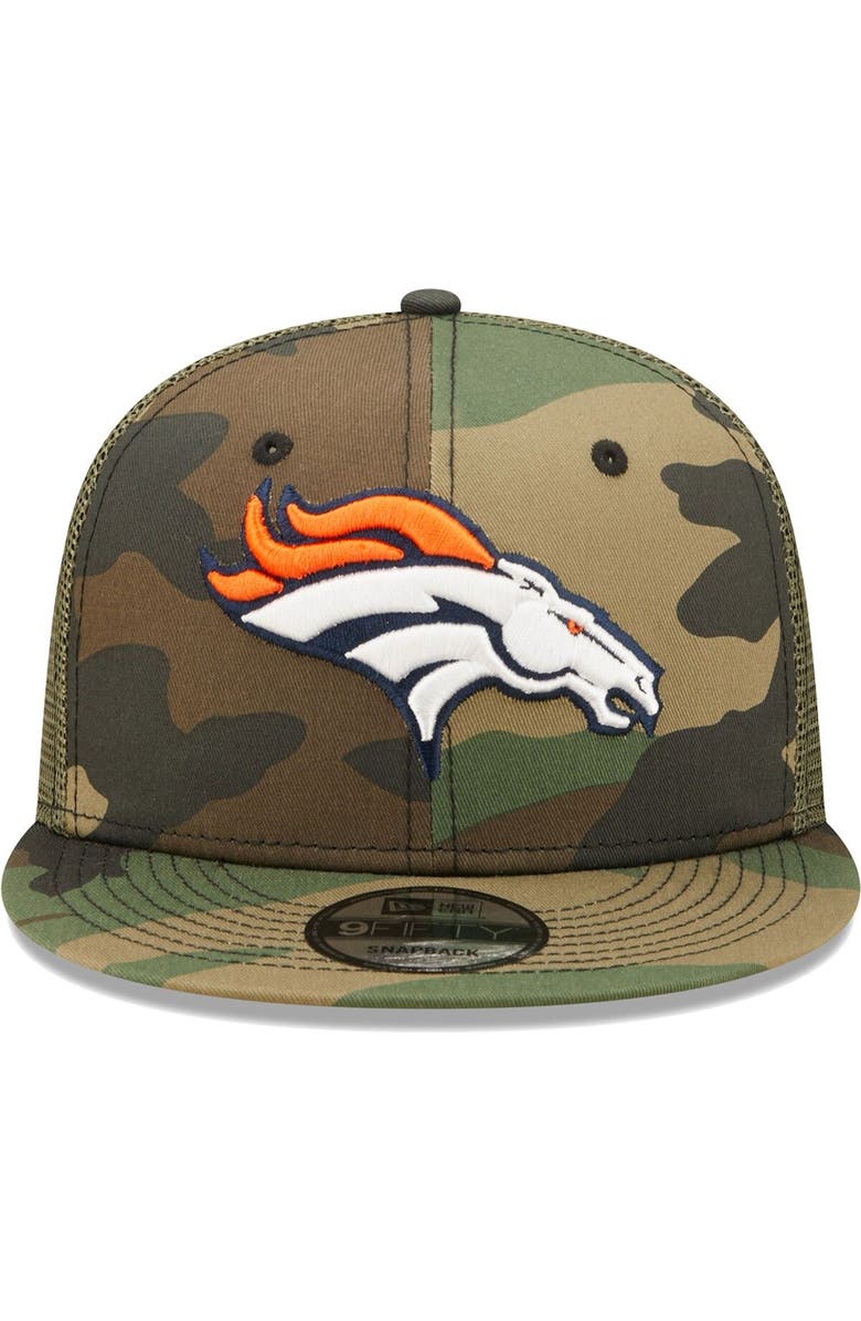 New Era Men's New Era Camo/Olive Denver Broncos Trucker 9FIFTY Snapback Hat, Alternate, color,