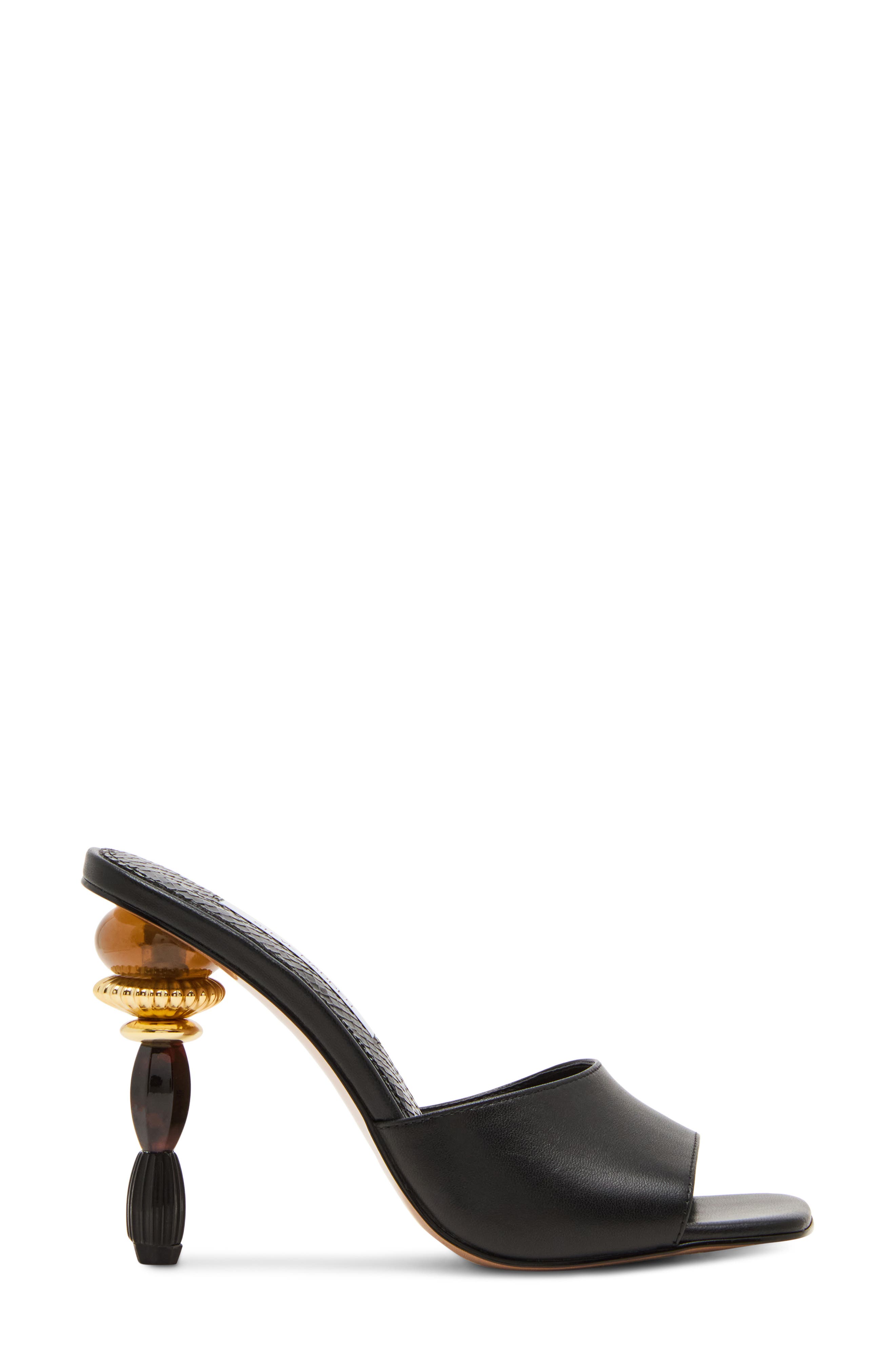 Steve Madden Sia Statement Heel Slide Sandal, Alternate, color, Black
