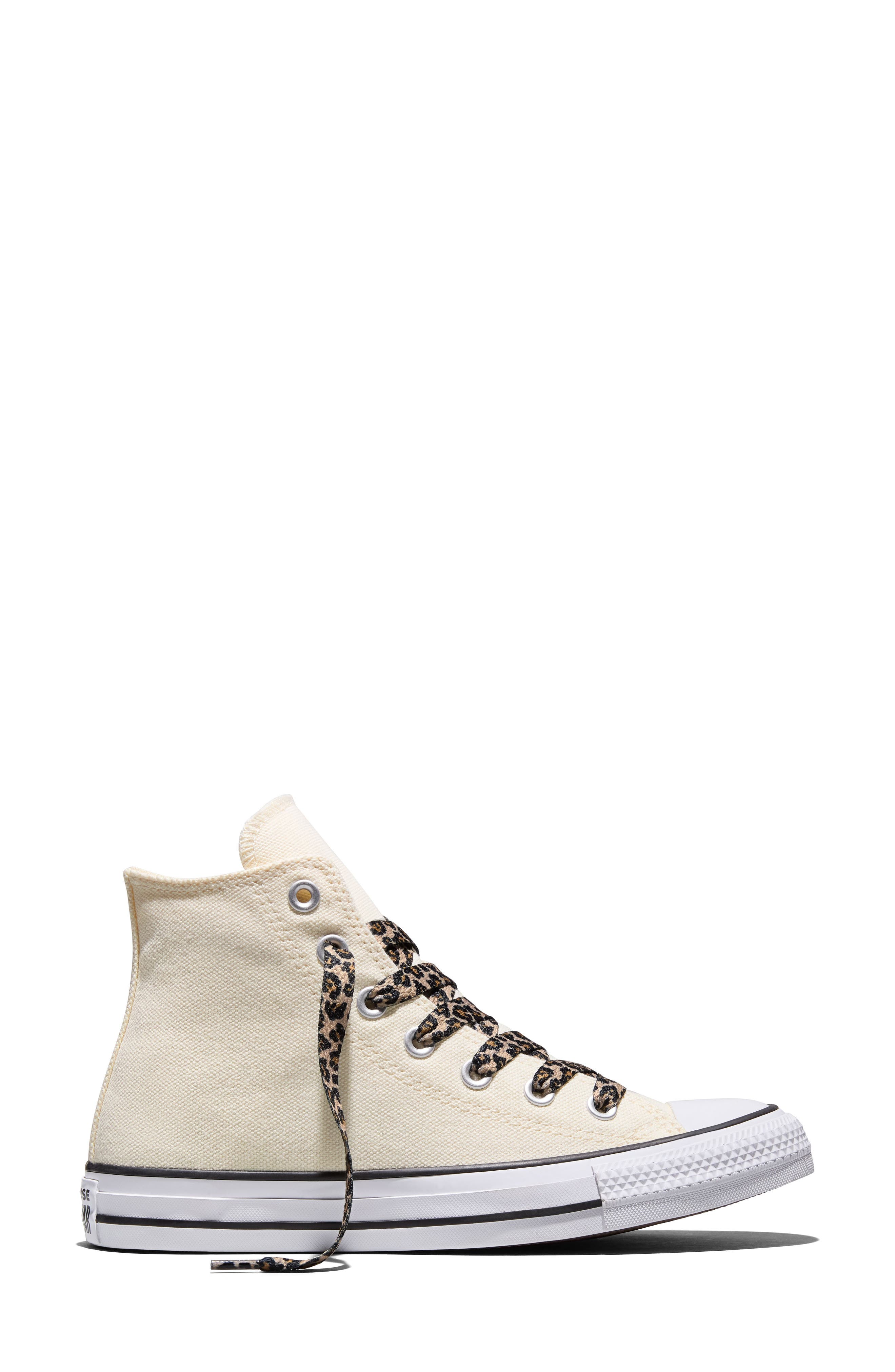 Chuck Taylor All Star Leopard High Top Sneaker, Alternate, color, NATURAL IVORY/ WHITE/ BLACK