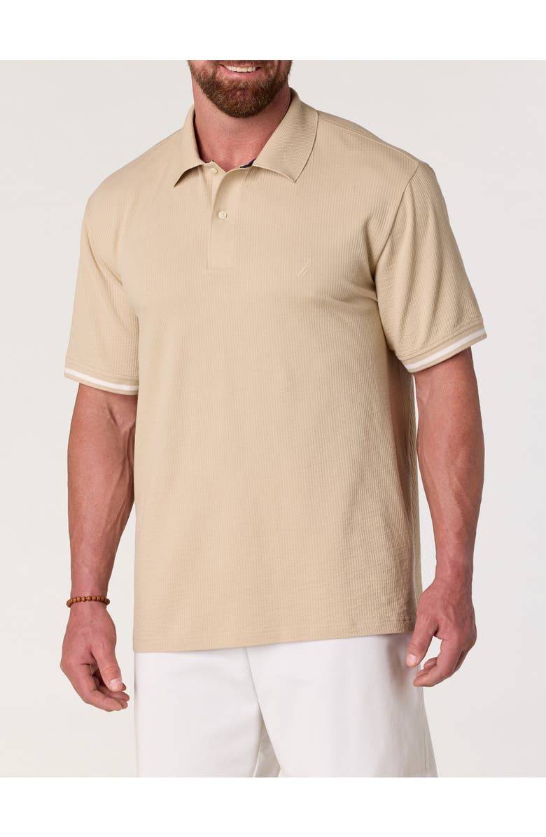 Nautica Big & Tall Compact Seersucker Polo Shirt, Main, color, Mushroom