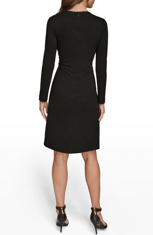 Donna Karan Hardware Long Sleeve Jersey A-line Dress In Black