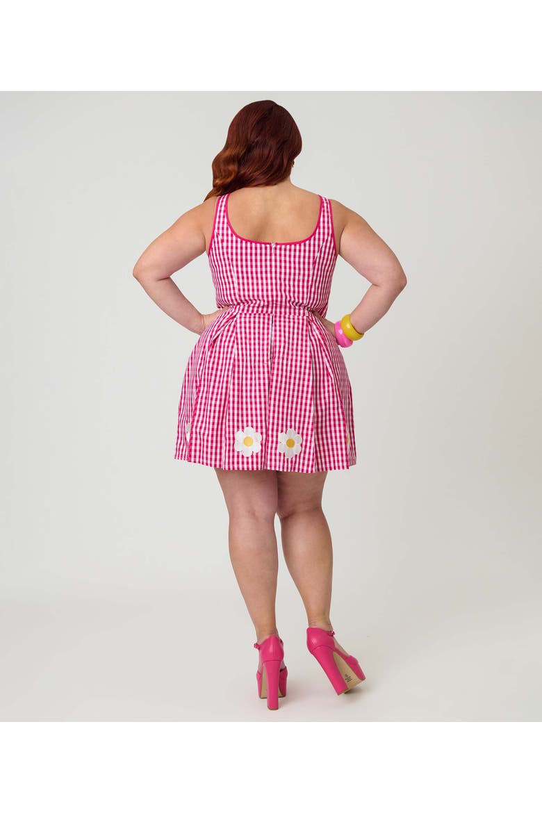 Plus Size Pleated Skirted Romper, Alternate, color, Pink Gingham