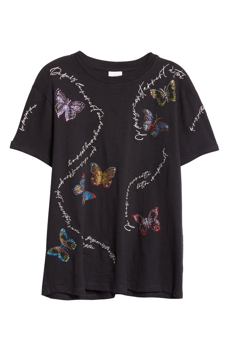 Cinq à Sept Butterfly Love Letter Embellished Cotton Graphic T-Shirt, Alternate, color,