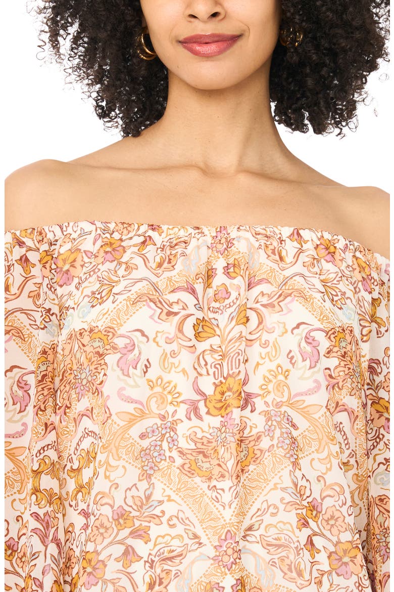 Off the Shoulder Tie Hem Top, Alternate, color, COZY PEACH