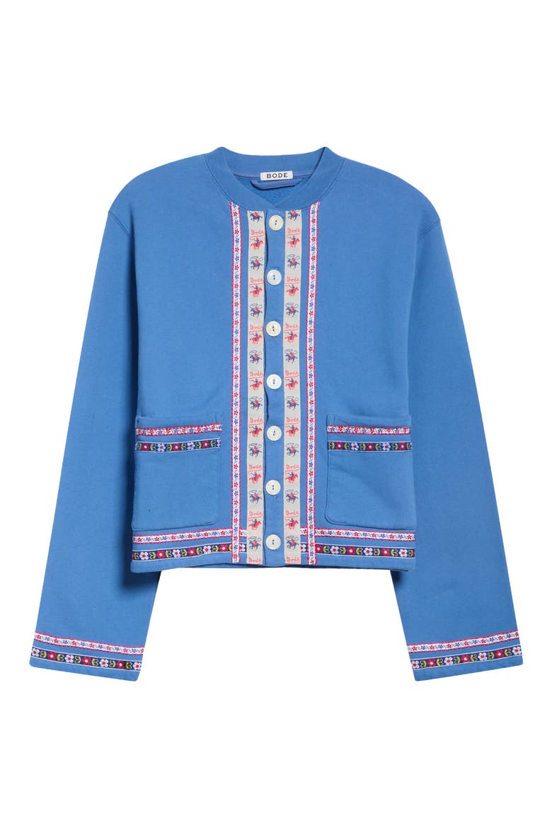 Ribbon Cotton Cardigan, Alternate, color, BLUE