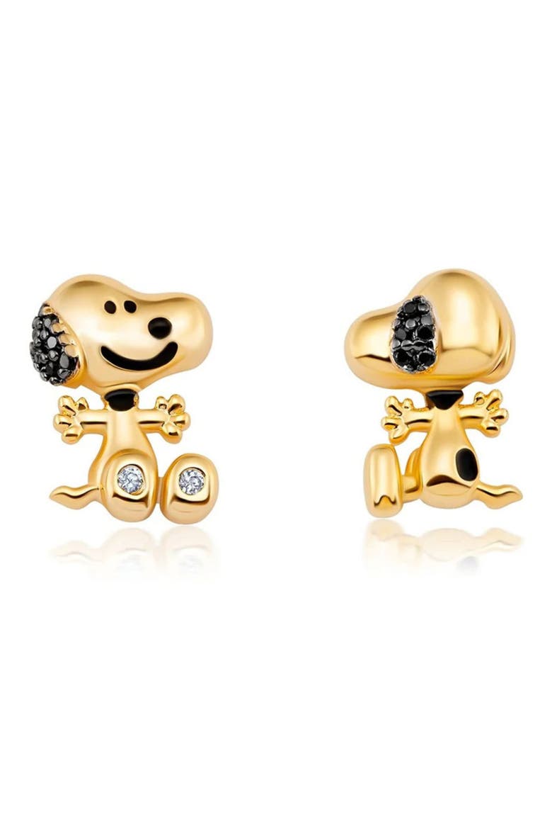 x Peanuts® Snoopy Mismatched Stud Earrings, Main, color, 18KT YELLOW GOLD / CLEAR STONE