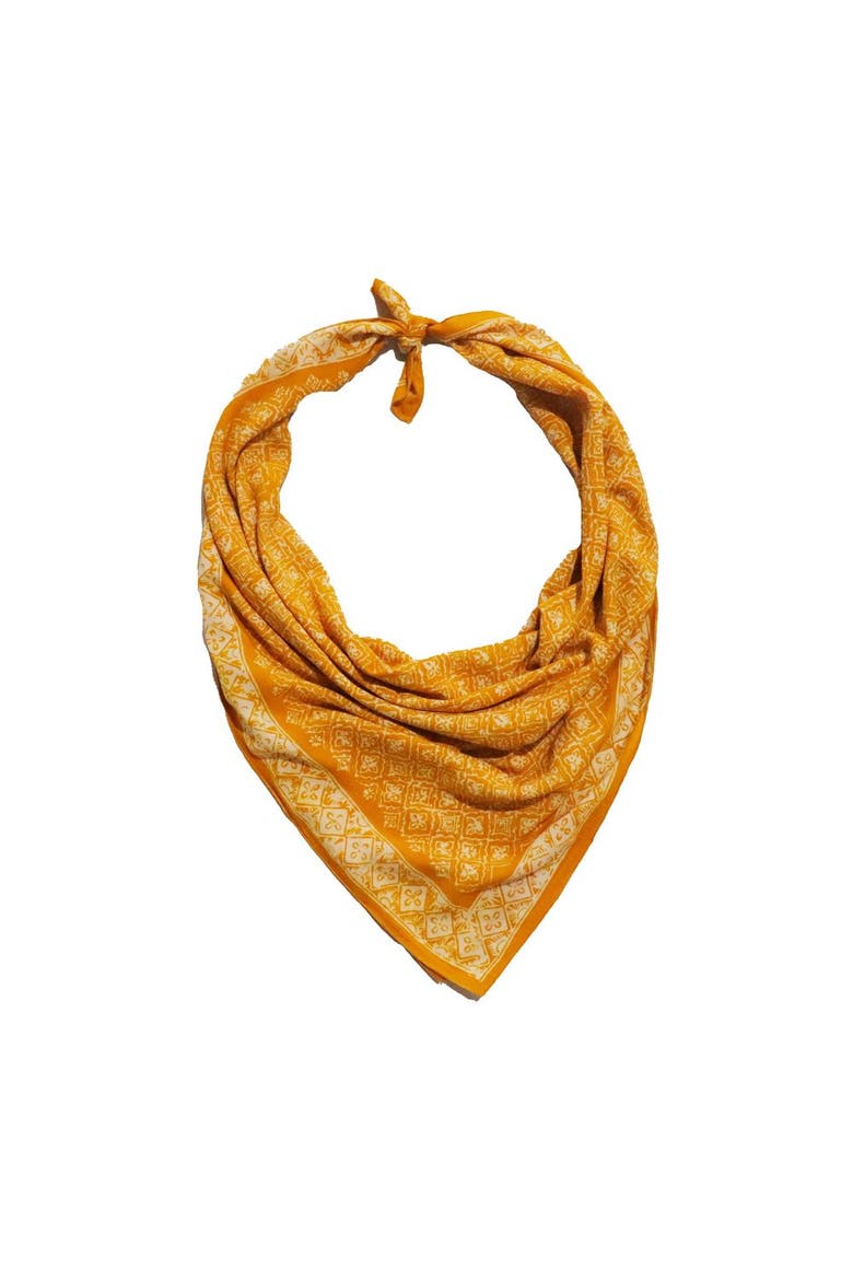 Hand Dyed Batik Bandana, Alternate, color, Tan, Yellow, Brown, Cream
