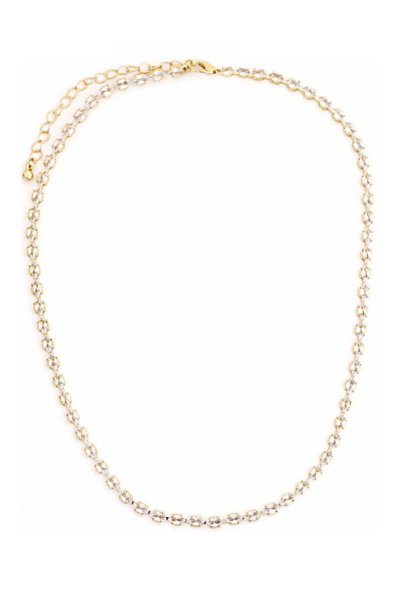 Marquise Cubic Zirconia Tennis Necklace, Main, color, GOLD