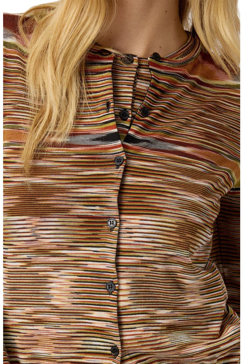 Short Crew Neck Cardigan In Smooth Flame Knit, Alternate, color, Multicoloured