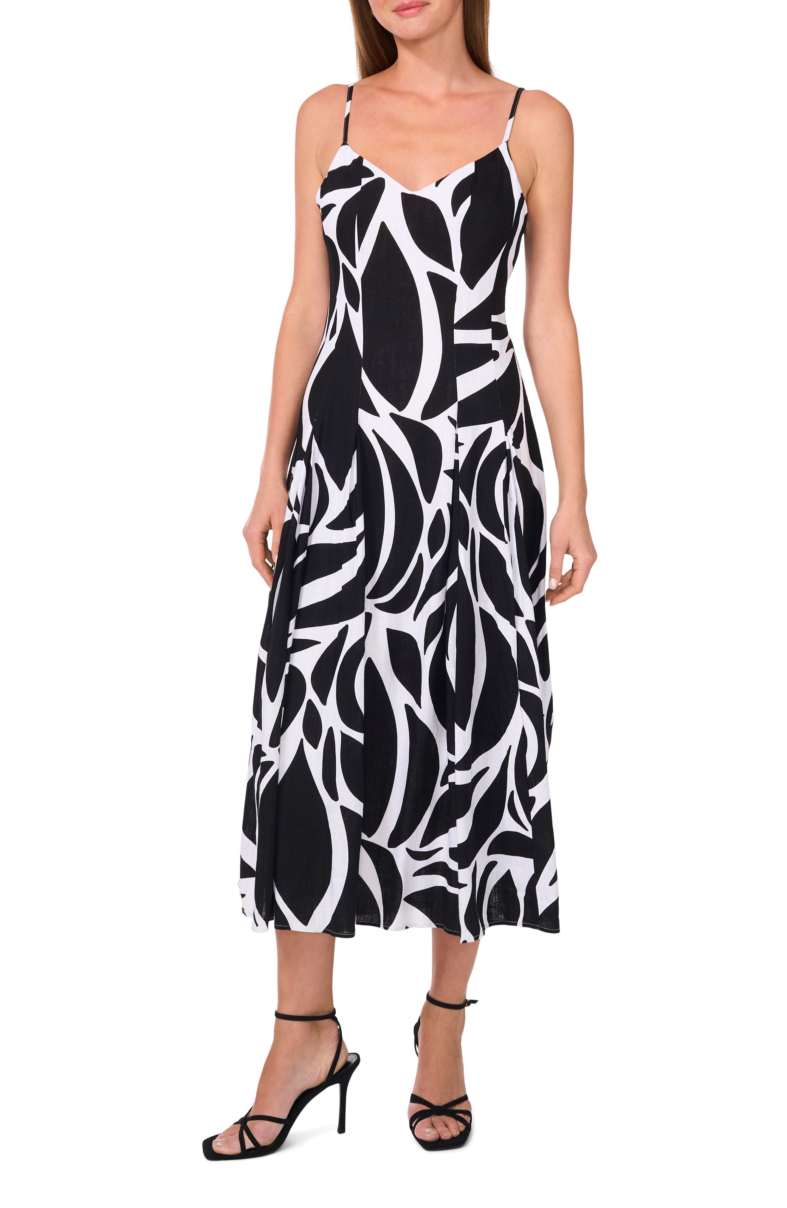 Halogen® Abstract Floral Godet Pleat Dress