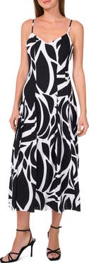 Halogen® Abstract Floral Godet Pleat Dress