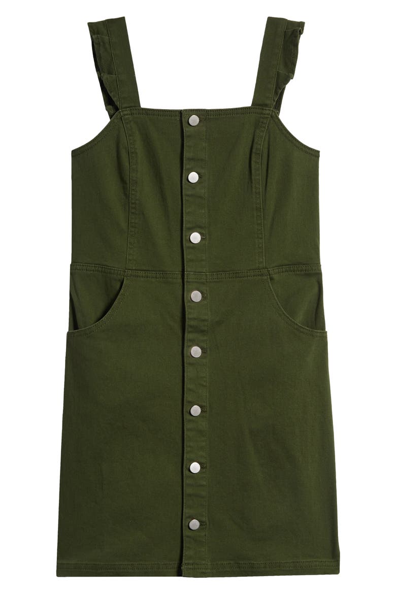 Kids' Ruffle Button Front Dress, Main, color, OLIVE
