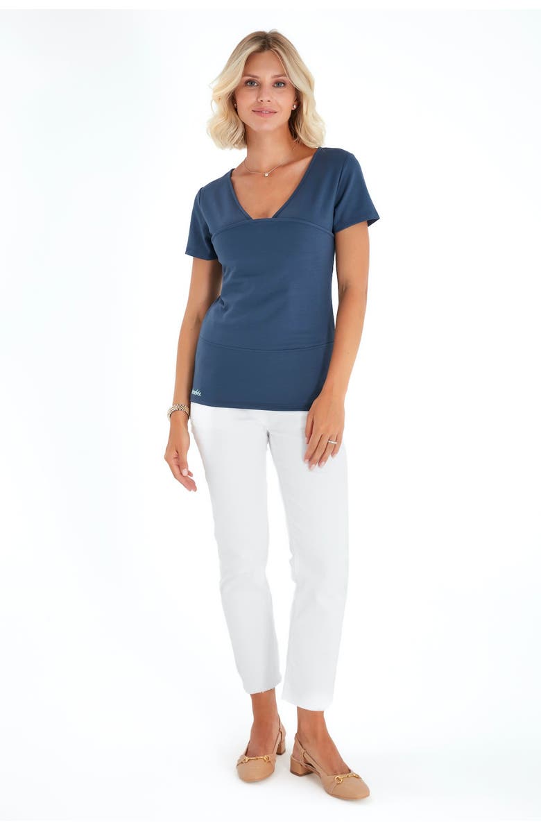 Accouchée Hands Free Baby Carrier Maternity/Nursing Top, Alternate, color, Navy Blue