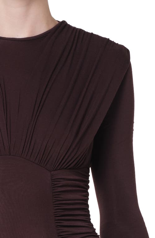 Agolde Abbi Ruched Bodysuit In Brown