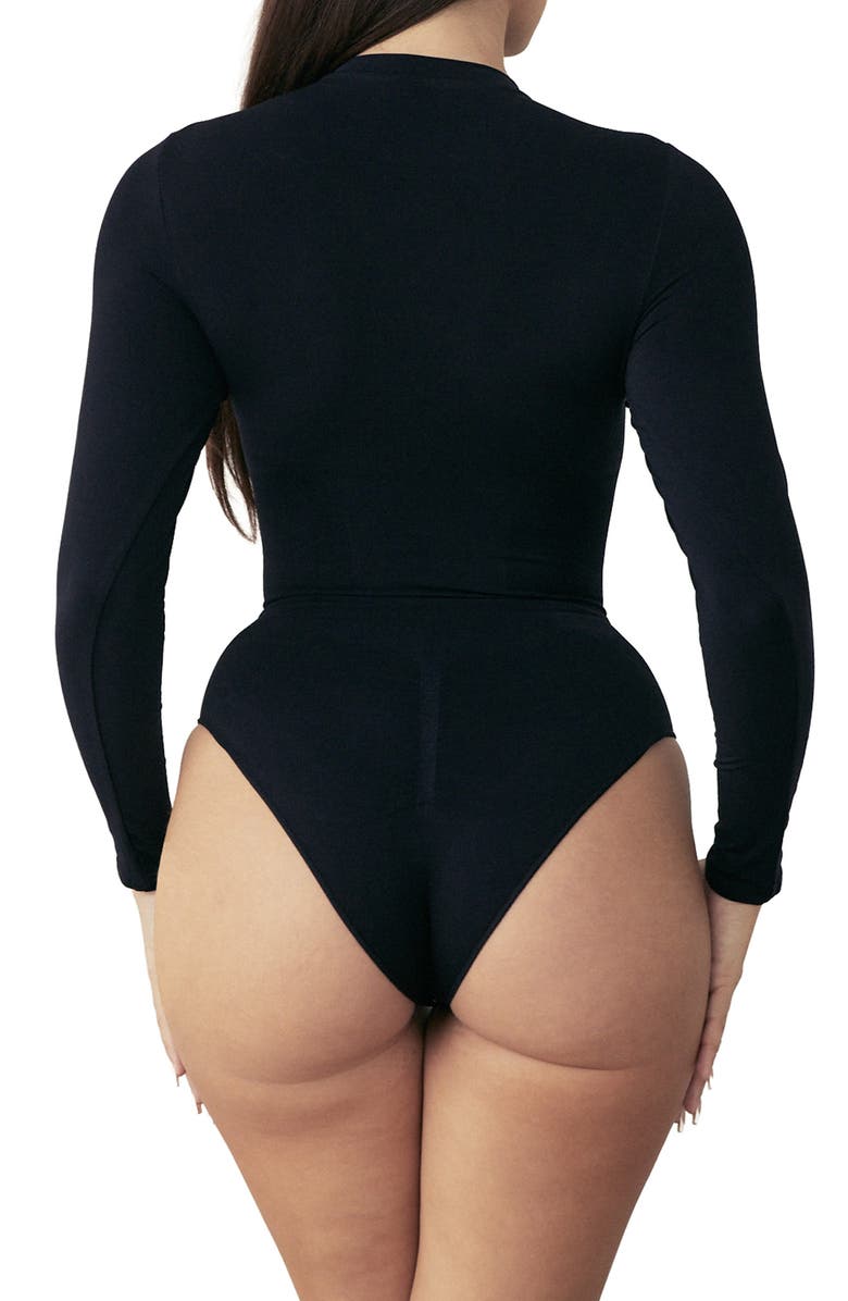 Pinsy Butter Sculpt Long Sleeve Bodysuit, Alternate, color, Black