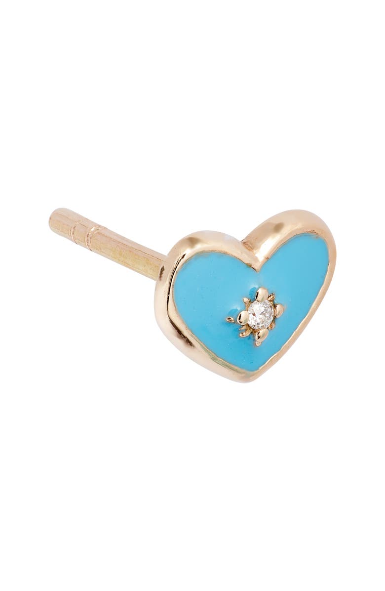 Anzie Enamel & Diamond Heart Stud Earrings, Alternate, color, 