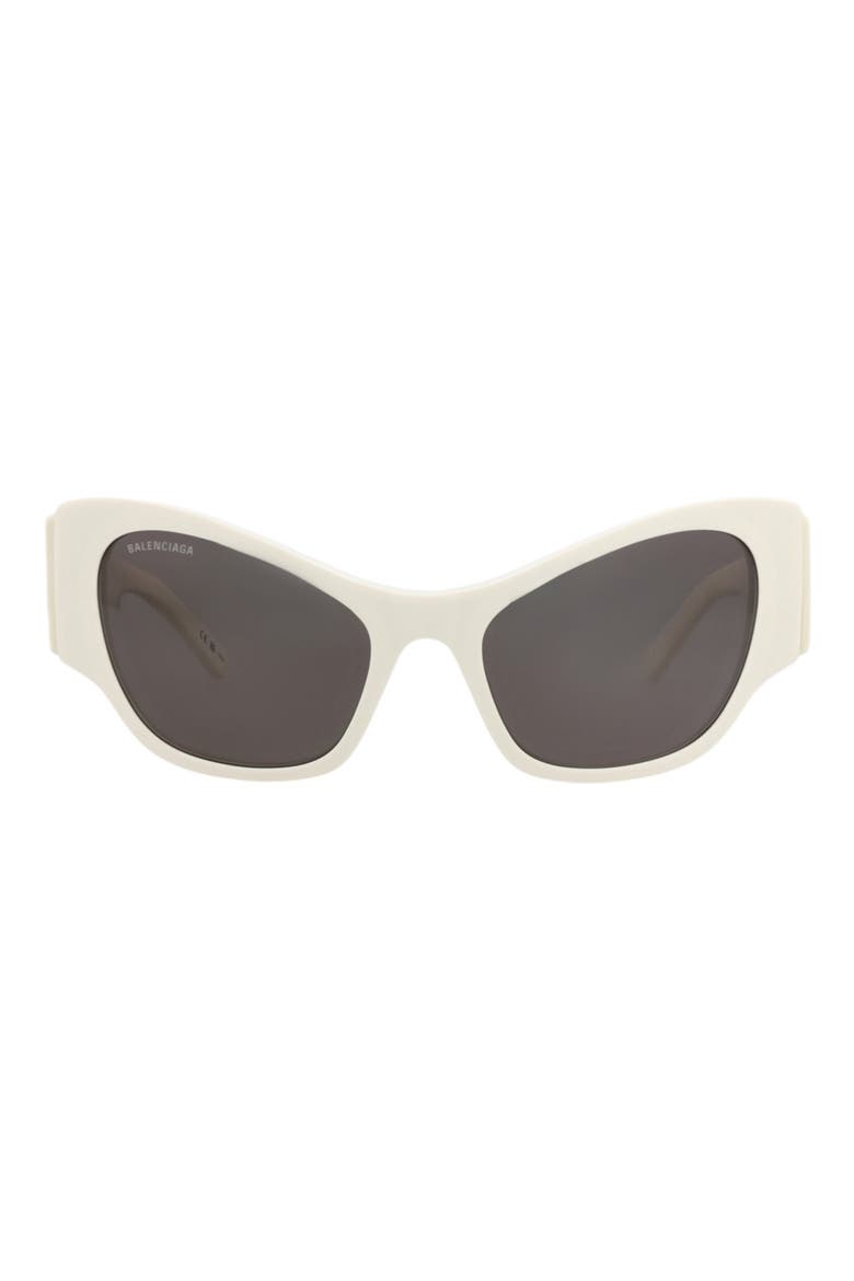 56mm Cat Eye Sunglasses, Main, color, WHITE WHITE GREY