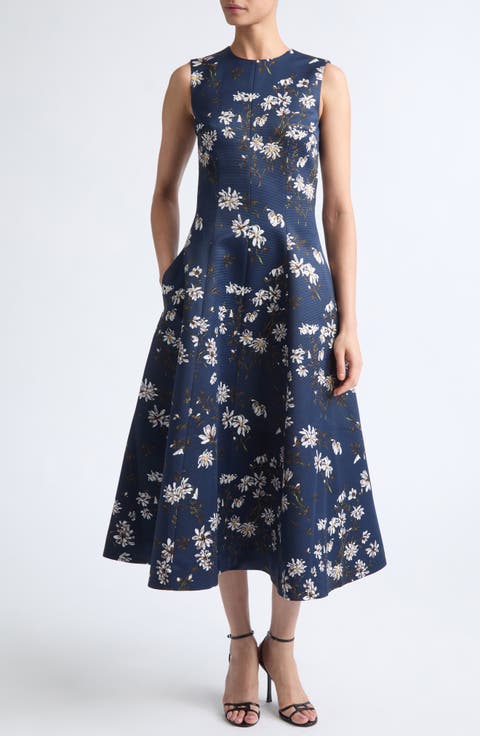 Mara Magnolia Taffeta Faille Midi Dress