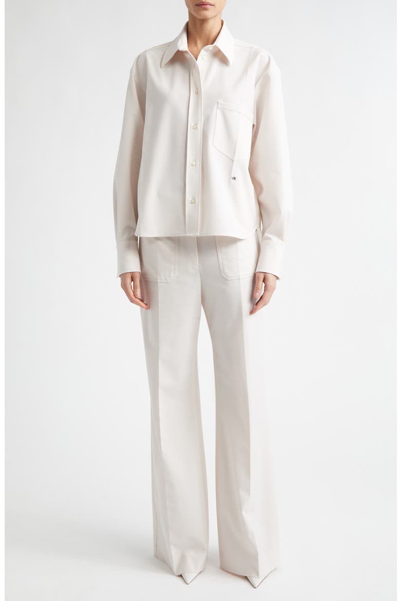 Long Sleeve Crop Button-Up Shirt, Alternate, color, BONE