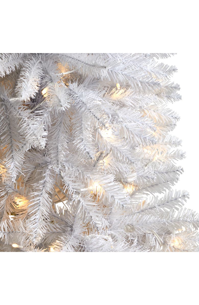 NEARLY NATURAL 4-ft Slim White Artificial Christmas Tree with 100 Warm White LED Lights and 293 Bendable Branches, Alternate, color, White