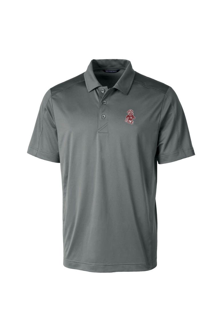 Steel Washington State Cougars Primary Team Logo Prospect Textured Stretch Polo, Alternate, color, Steel