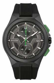 BULOVA Maquina Chronograph Silicone Strap Watch, 46mm
