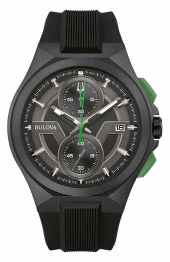 BULOVA Maquina Chronograph Silicone Strap Watch, 46mm