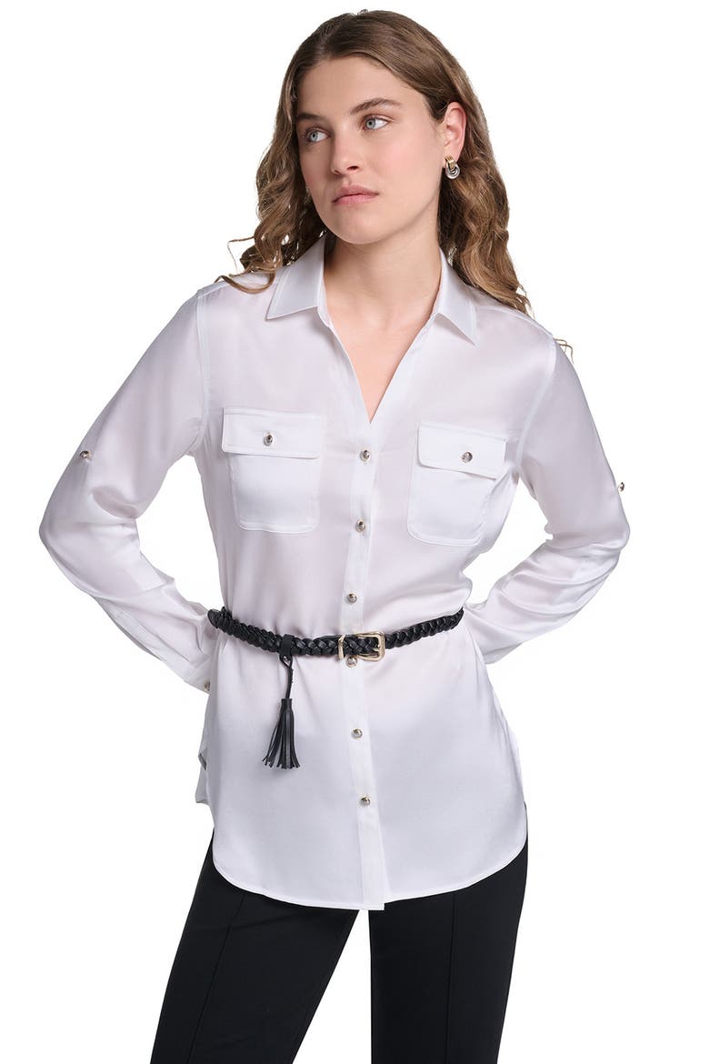 Oversized Belted Shirt, Alternate, color, SOFT WHITE