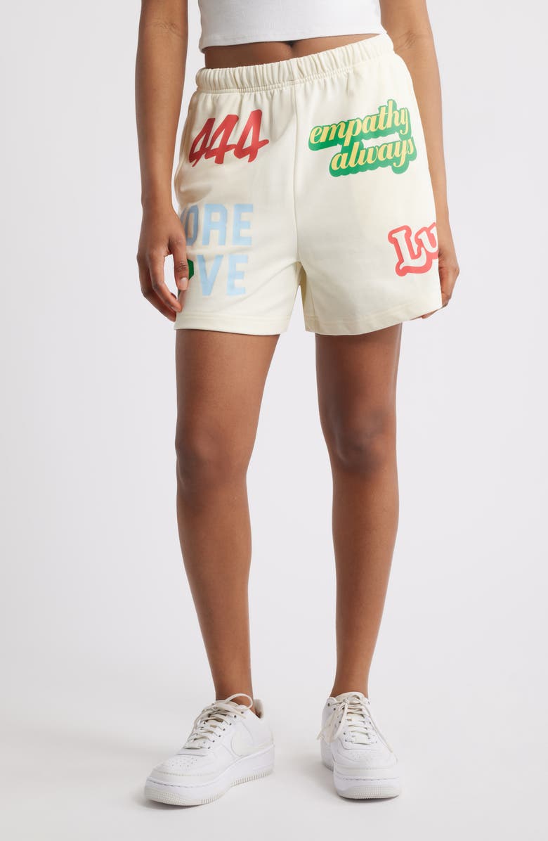 THE MAYFAIR GROUP Affirmations Sweat Shorts, Main, color, Cream