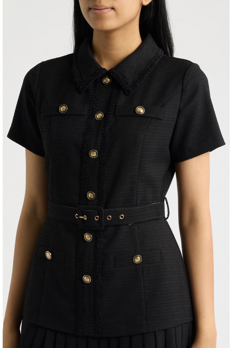 Mixed Media Shirtdress, Alternate, color, BLACK