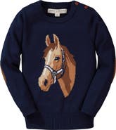 Hope & Henry Girls' Organic Horse Intarsia Sweater, Kids