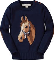 Hope & Henry Girls' Organic Horse Intarsia Sweater, Kids