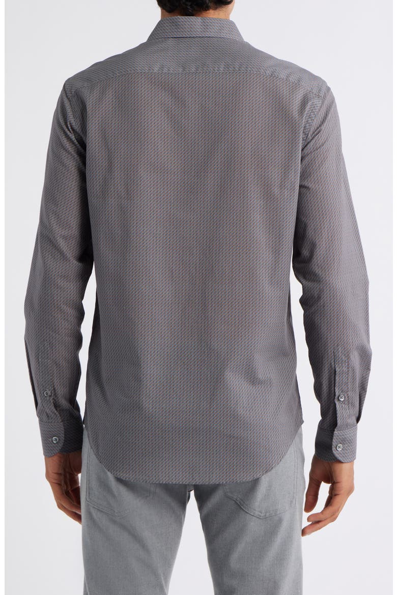 Diagonal Print Button-Up Shirt, Alternate, color, SOLID DARK BLUE