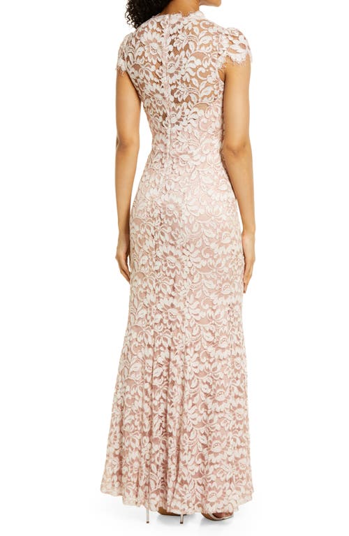 ELIZA J ELIZA J ILLUSION YOKE LACE TRUMPET GOWN