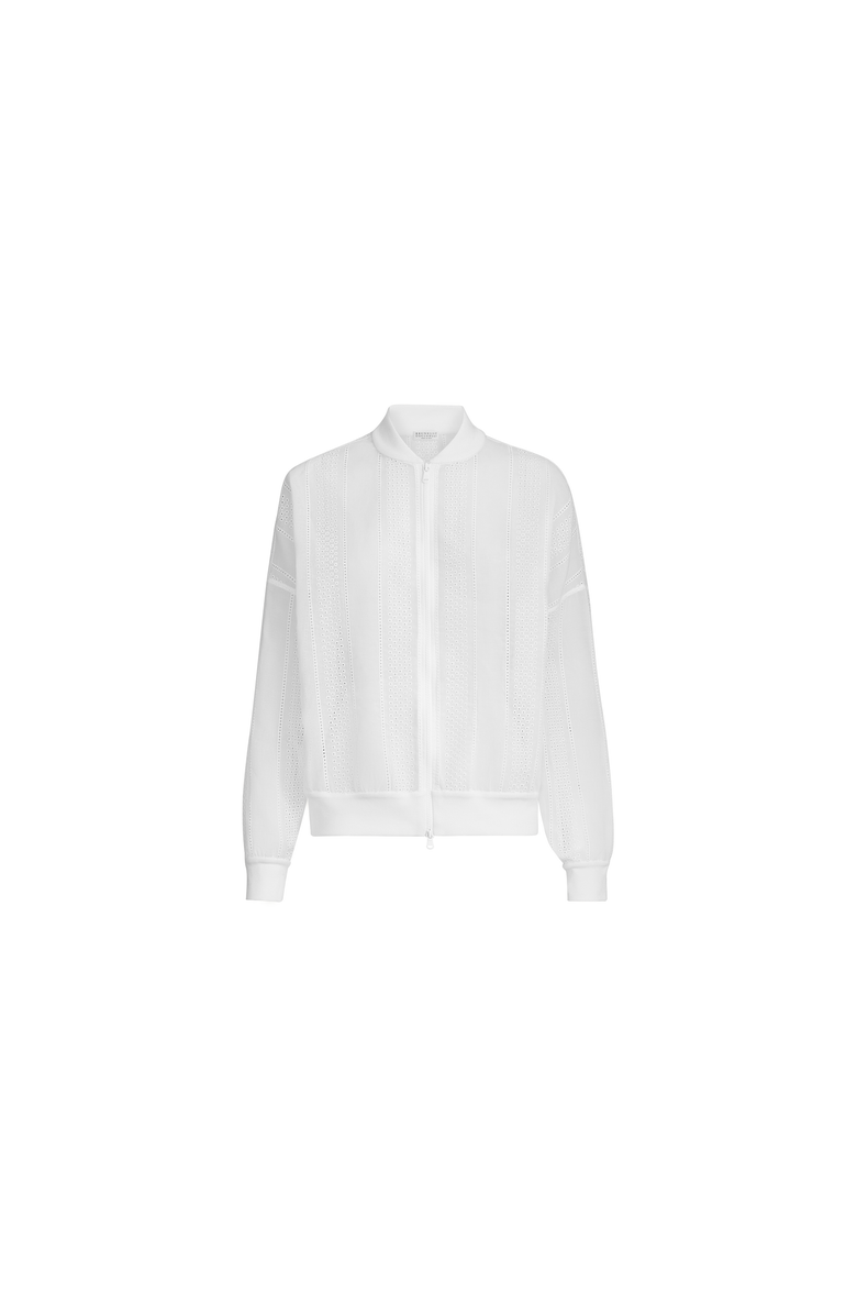Brunello Cucinelli Broderie anglaise bomber jacket, Main, color, White