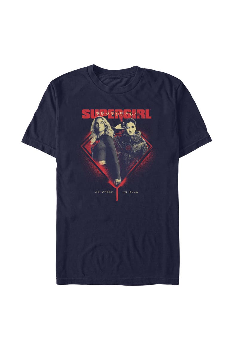 Men's Supergirl Kara and Ruthye Logo  Graphic T-Shirt, Main, color, Navy Blue