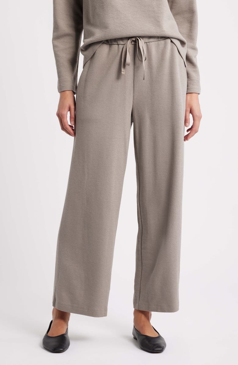 Eileen Fisher Organic Cotton Blend Ankle Wide Leg Drawstring Pants, Main, color, Reed