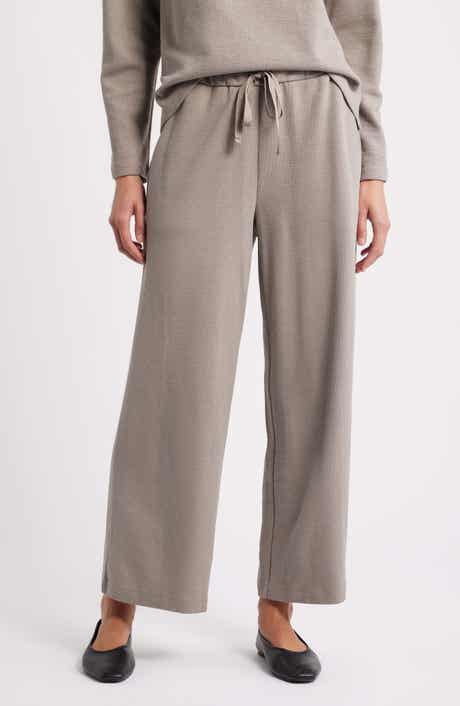 Eileen Fisher Organic Cotton Blend Ankle Wide Leg Drawstring Pants