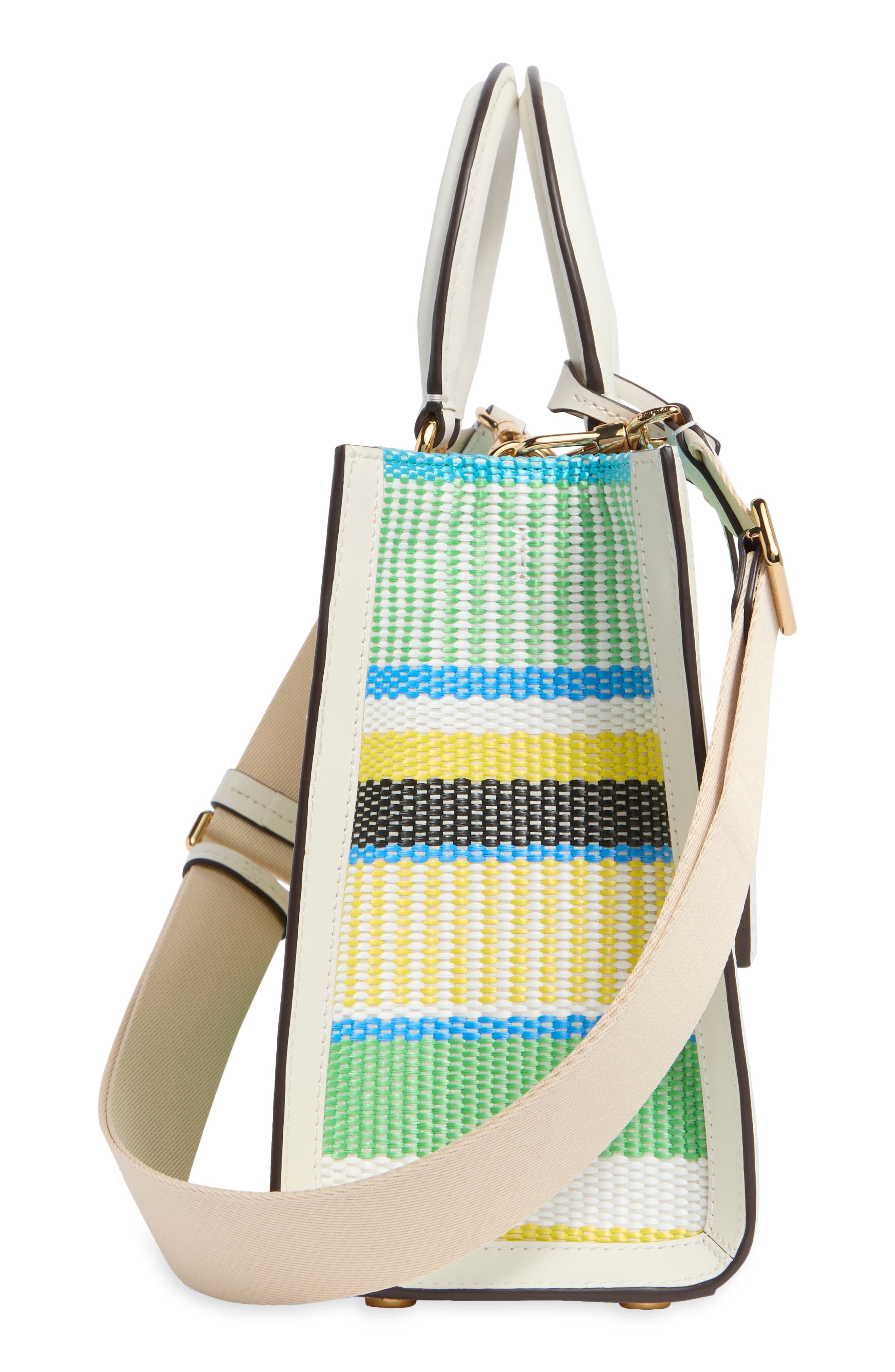 manhattan striped woven straw tote, Alternate, color, GREEN MULTI