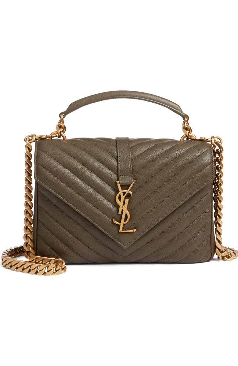 Saint Laurent Medium College Matelassé Leather Shoulder Bag, Main, color,