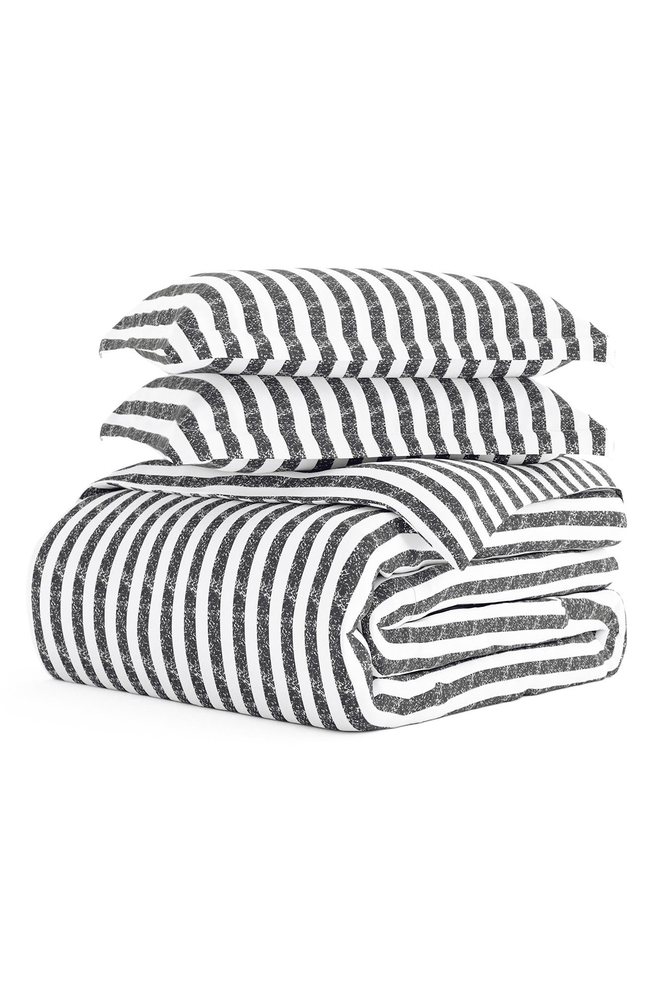 HOMESPUN Premium Ultra Soft 3-Piece Puffed Rugged Stripes Duvet Cover Set
