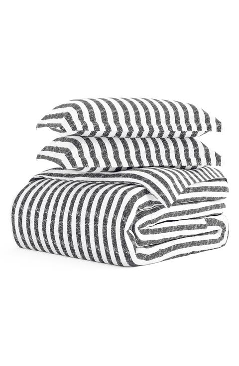 Premium Ultra Soft 3-Piece Puffed Rugged Stripes Duvet Cover Set