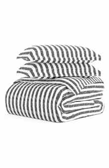 HOMESPUN Premium Ultra Soft 3-Piece Puffed Rugged Stripes Duvet Cover Set