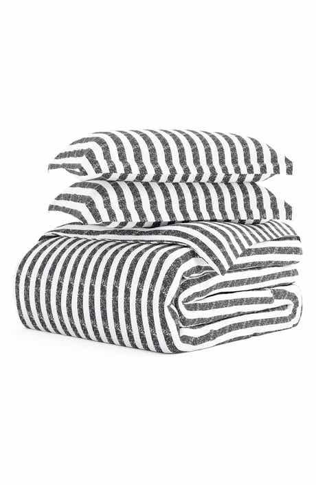 HOMESPUN Premium Ultra Soft 3-Piece Puffed Rugged Stripes Duvet Cover Set