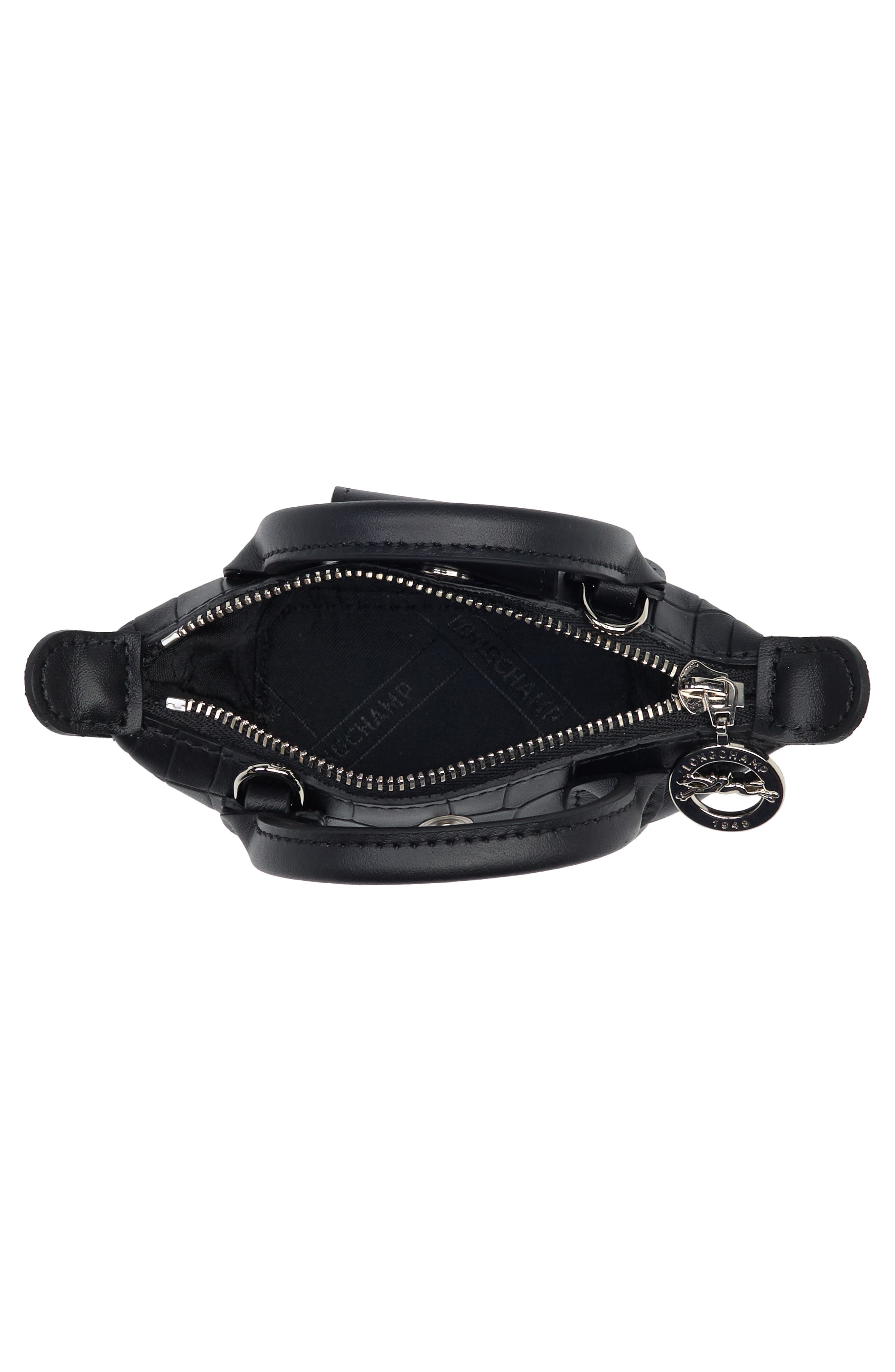 Longchamp Le Pliage Cuir X-Small Croc Embossed Crossbody Bag, Alternate, color, 