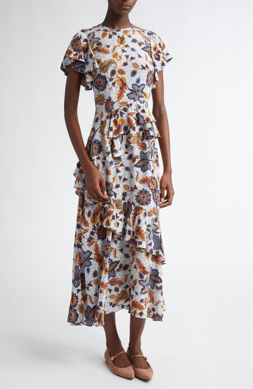 Ulla Johnson Amaia Crêpe De Chine Midi Dress In Jasmine