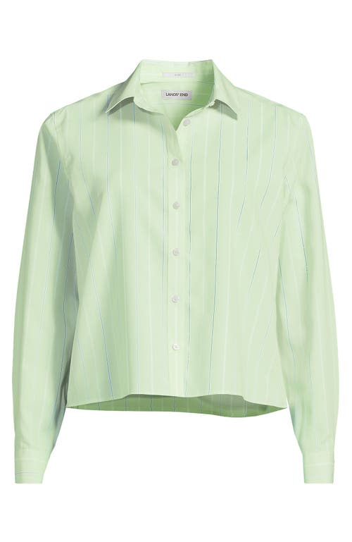 Lands' End Plus Size No Iron Boxy Cropped Shirt In Green