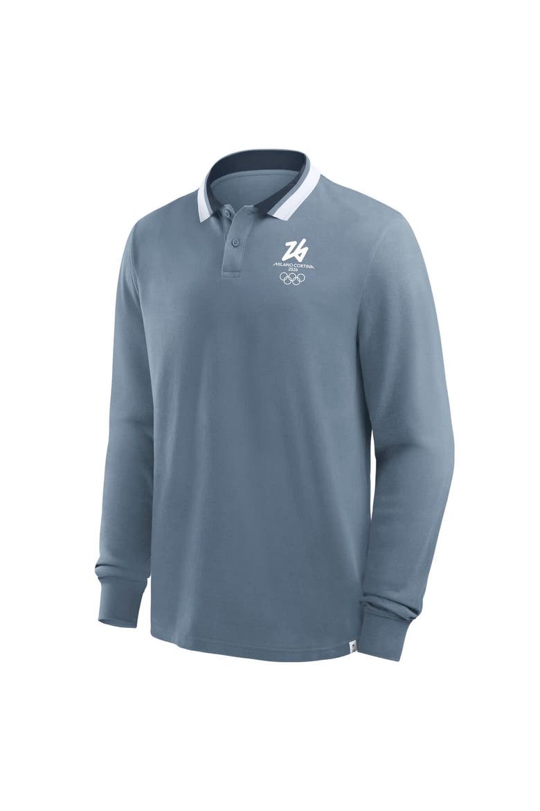 Men's Fanatics Blue Milano Cortina 2026 Winter Olympics Tipped Long Sleeve Polo, Alternate, color, Blue